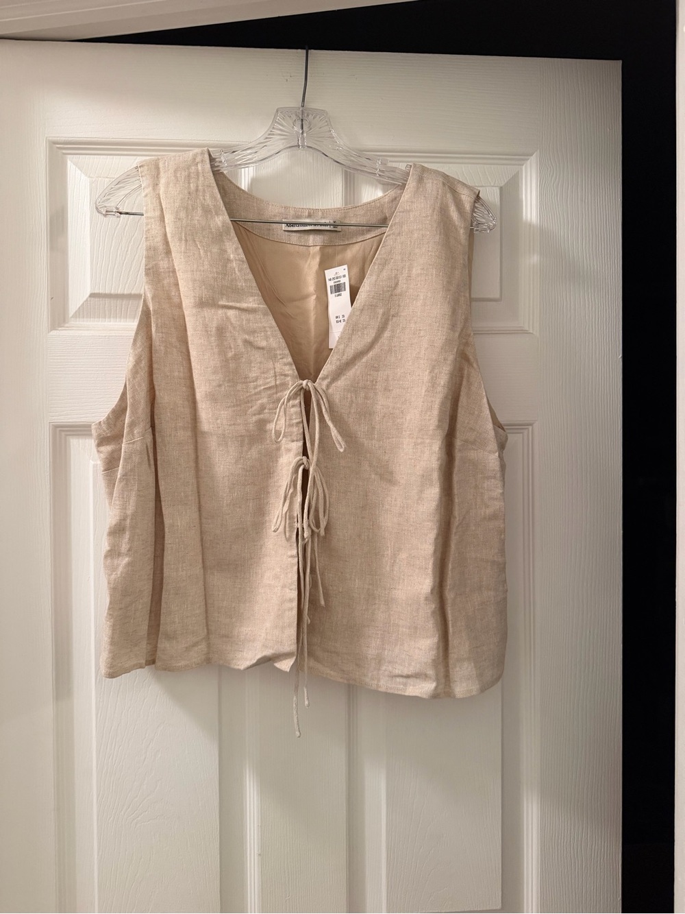Abercrombie Linen Tie-Front Sleeveless Top - Beige